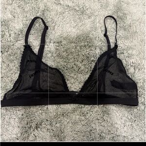 Dolce & Gabbana Black Sheer Logo Lace Bralette
